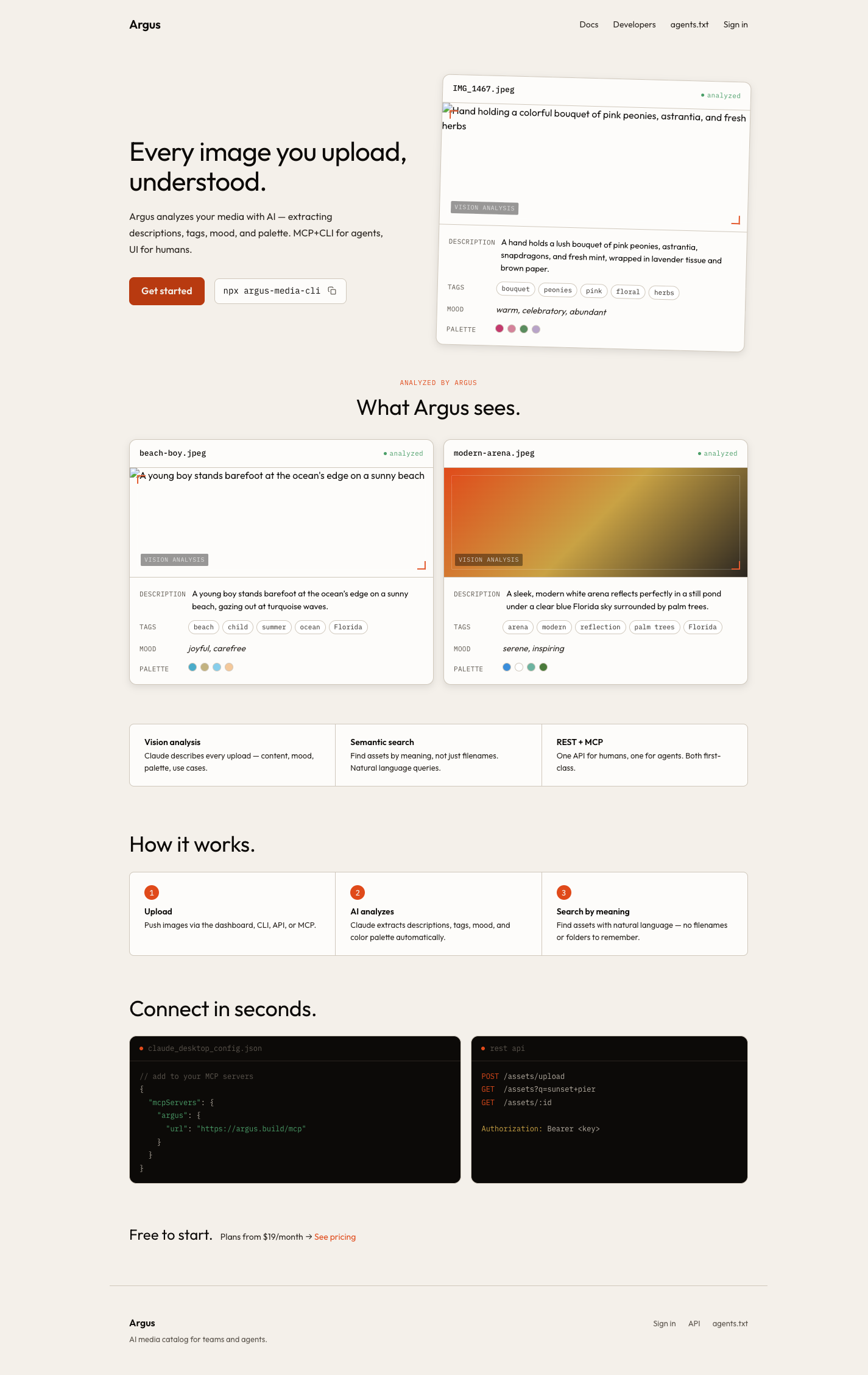 Argus Oracle landing page — the redesigned product surface after Oracle Design System was applied, showing the full visual identity in a production context